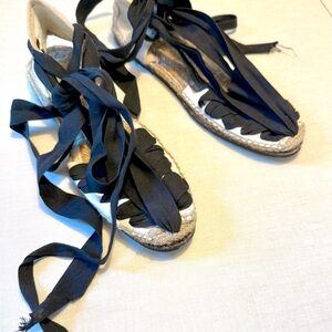 Authentic Barcelona Spanish Women's Black Espadrille Sandals